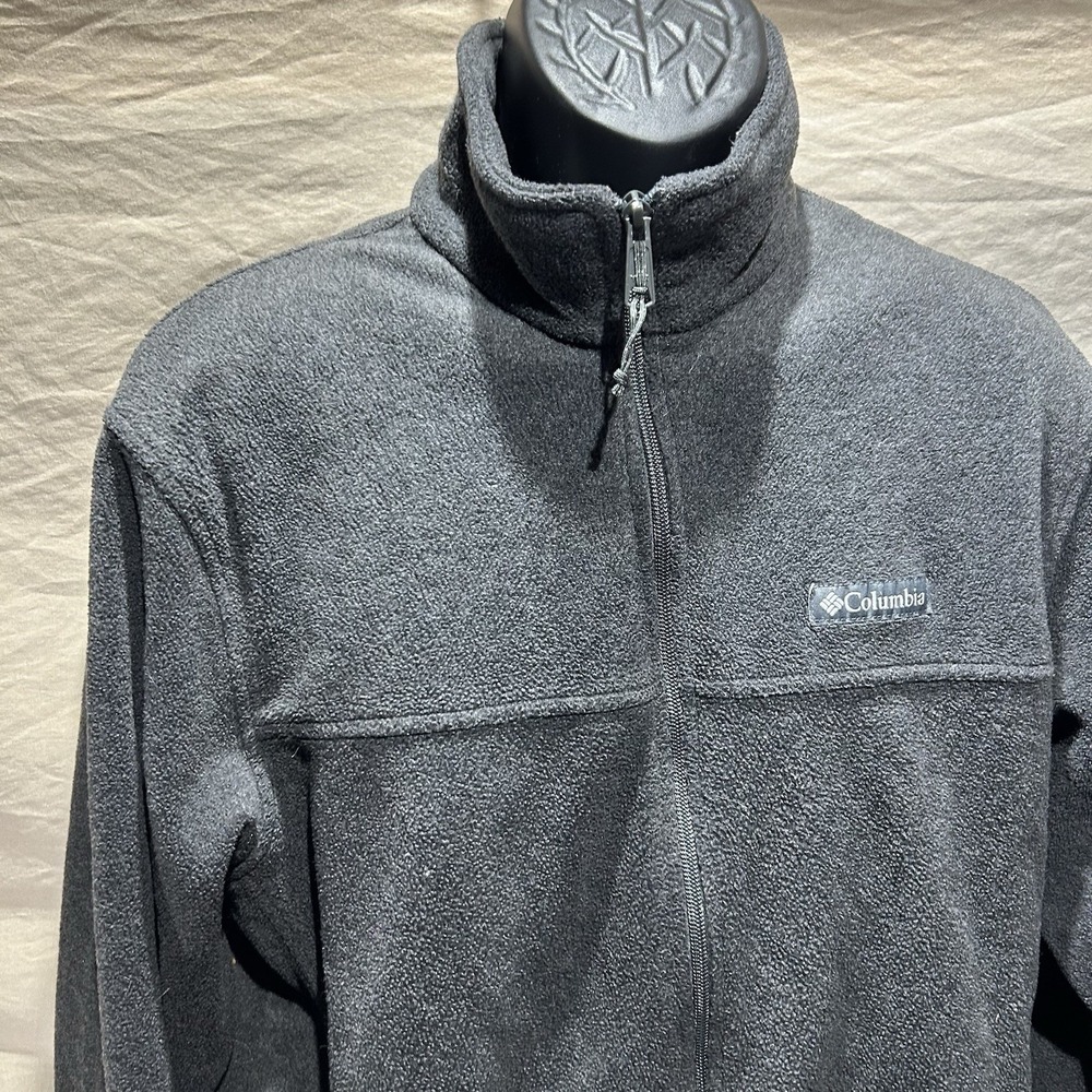Columbia Mens Fleece Jacket Size Large Dark Gray Full Zip Steens Mountain